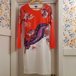 Floryday Bodycon Long Sleeve Dress with Floral and Paisley Print NEW